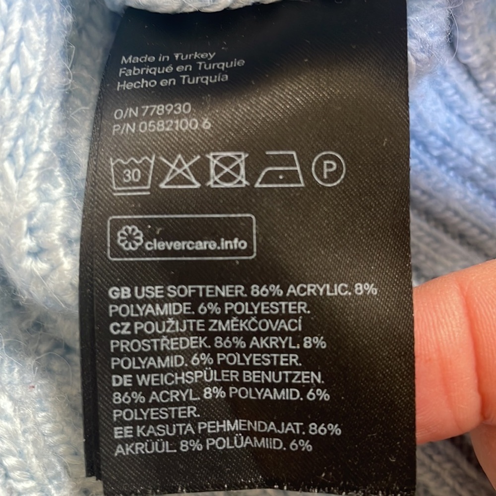H&M Light Blue Cable Knit Turtleneck Sweater - Picture 6 of 11